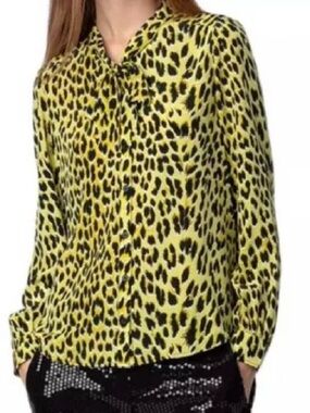 Zadig&Voltaire Taos Yellow Leopard Silk Blouse XS NWT